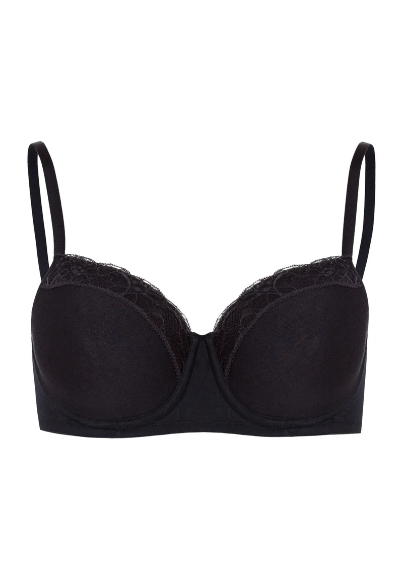 Cotton Lace Padded Bra | black 072433-070019