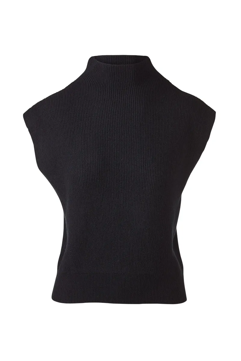 Sleeveless Rib Funnel Black