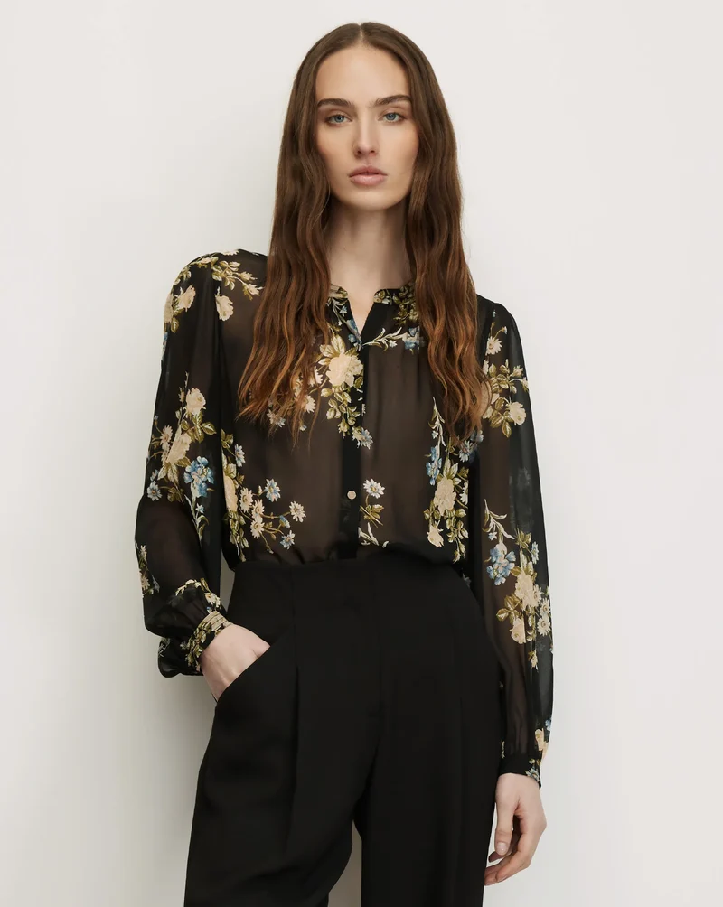 Ashlynn Silk Blouse Black Multi