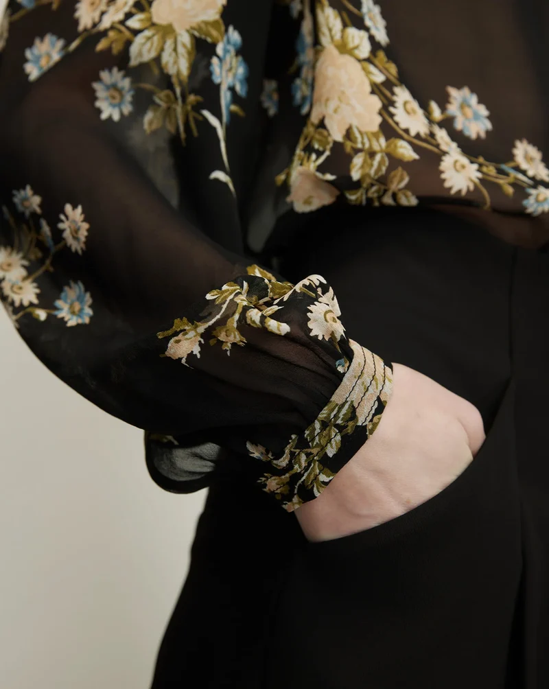 Ashlynn Silk Blouse Black Multi