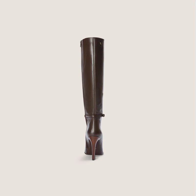 Juni Knee-High Leather Boots - Dark Brown