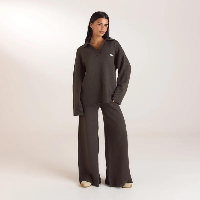 Half Placket Knitted Jumper - Moss Green