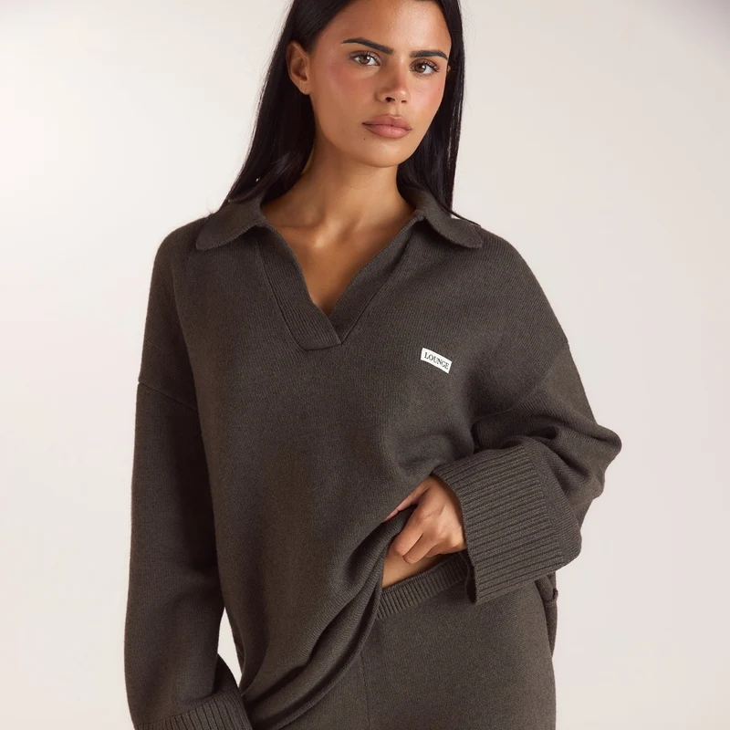 Half Placket Knitted Jumper - Moss Green
