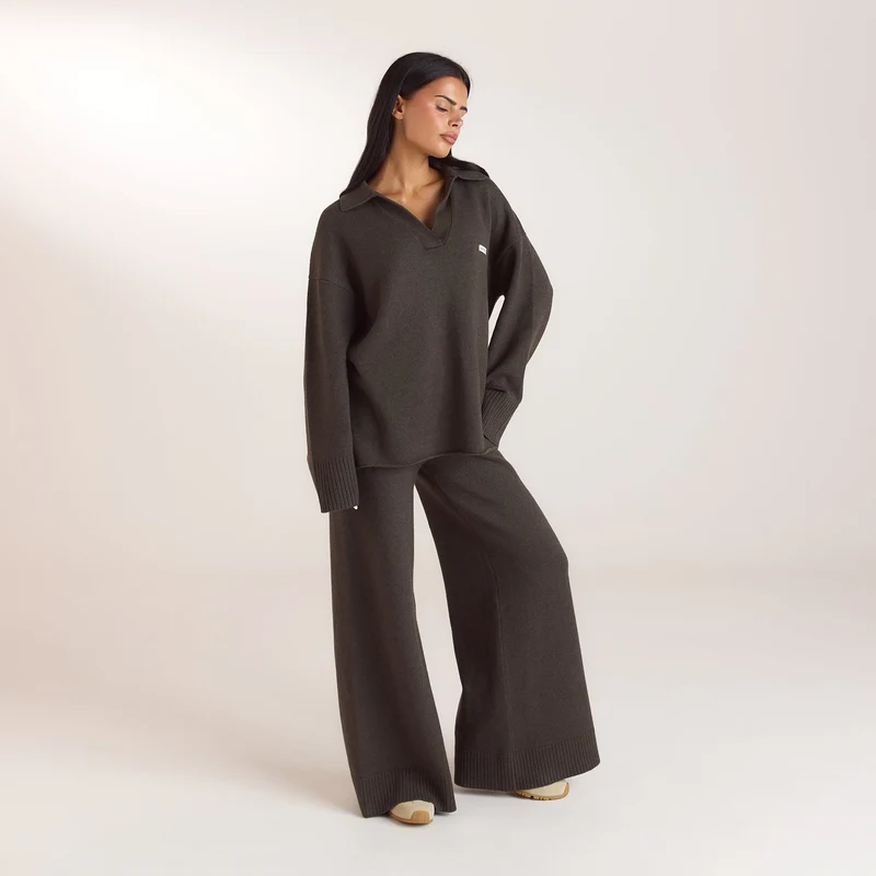 Half Placket Knitted Jumper - Moss Green