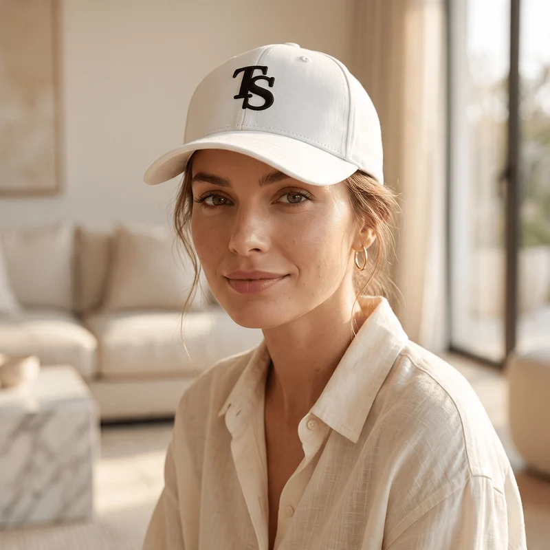Weiße TEASEFASHION Signature Baumwoll-Twill-Kappe