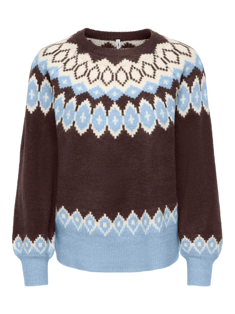 ONLRUSTY LS FAIR ISLE O-NECK BF KNT