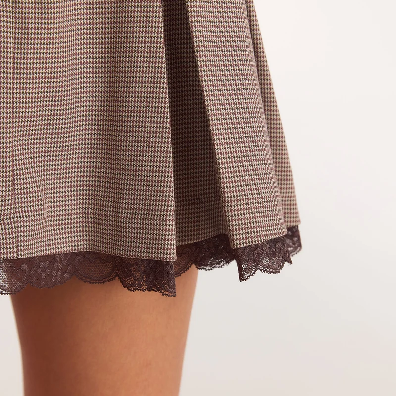Pleated Skort - Brown Check