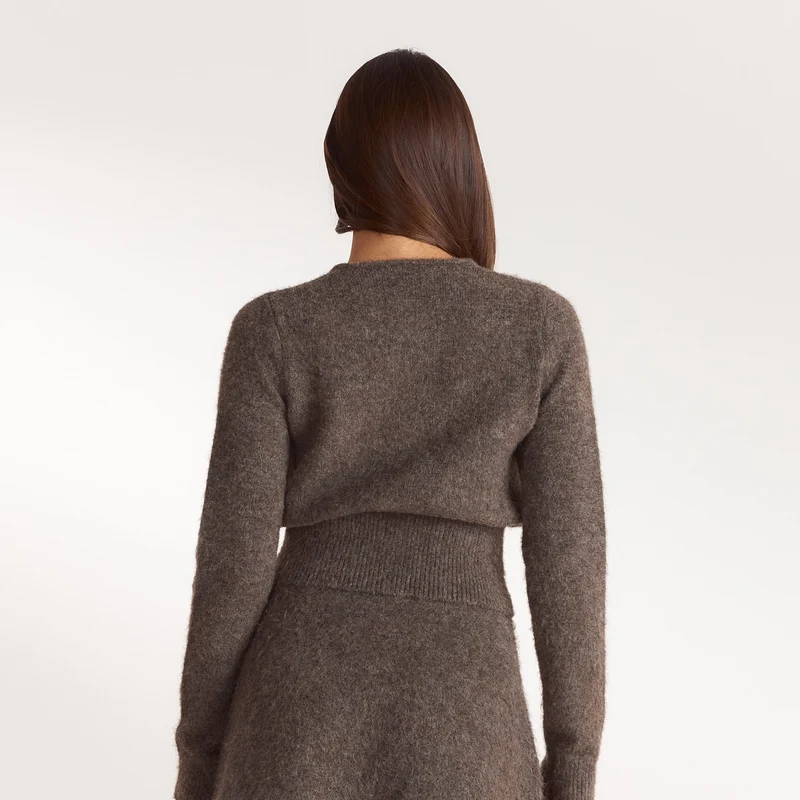 Cinched Knit Cardigan - Ash Brown
