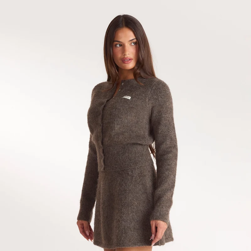 Cinched Knit Cardigan - Ash Brown