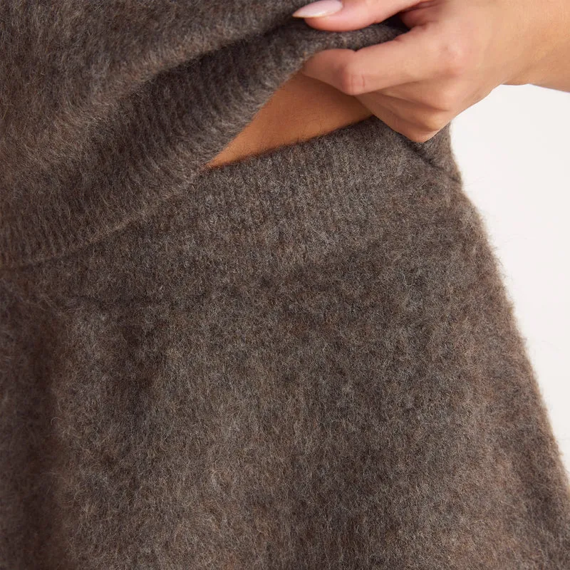 Knitted Mini Skirt - Ash Brown