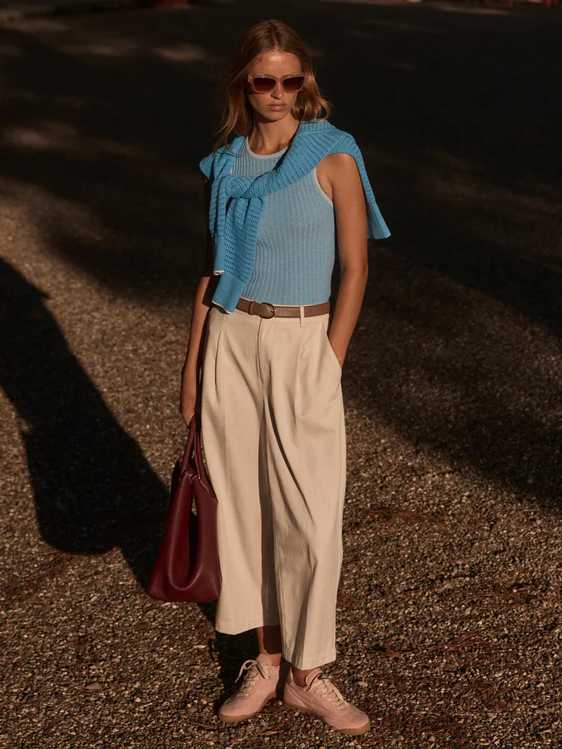 Ellison Crop Wide Leg Birch Marl