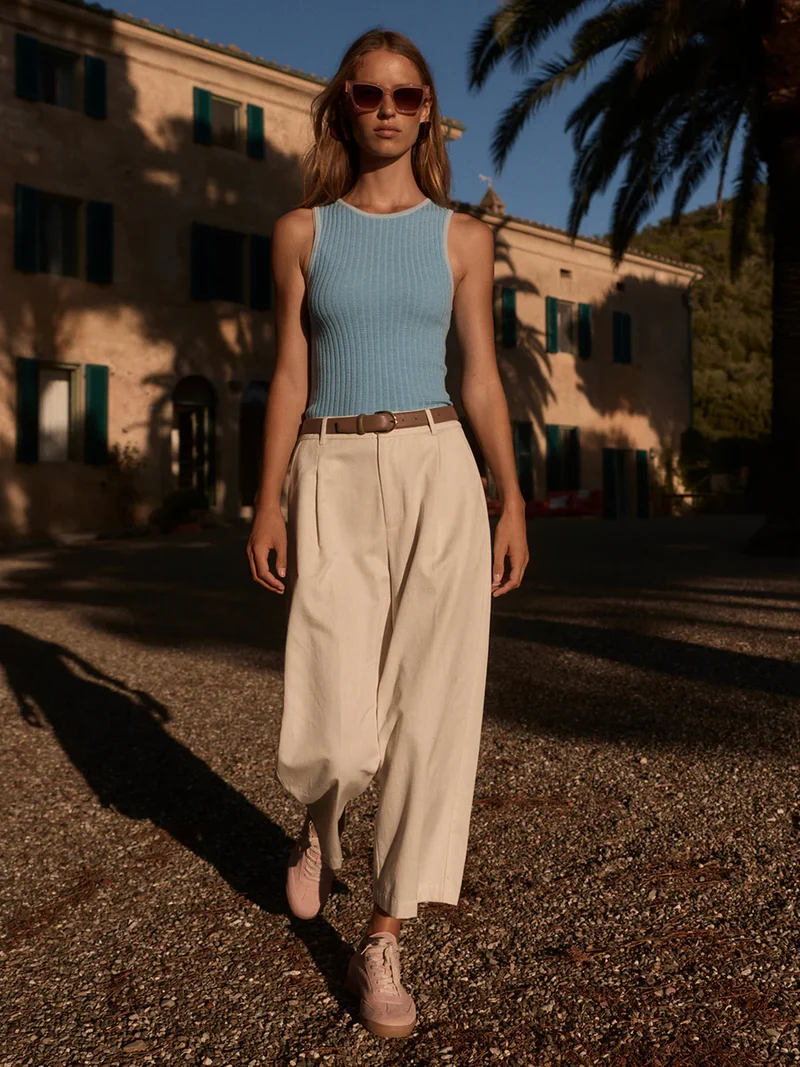 Ellison Crop Wide Leg Birch Marl