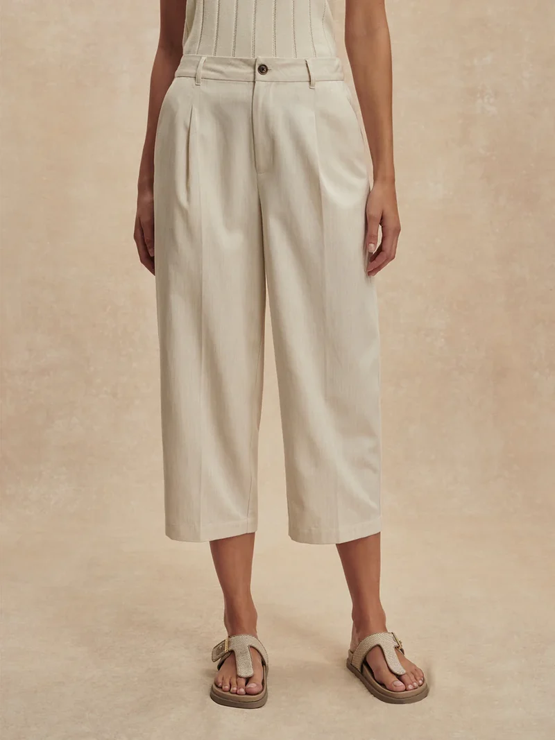 Ellison Crop Wide Leg Birch Marl