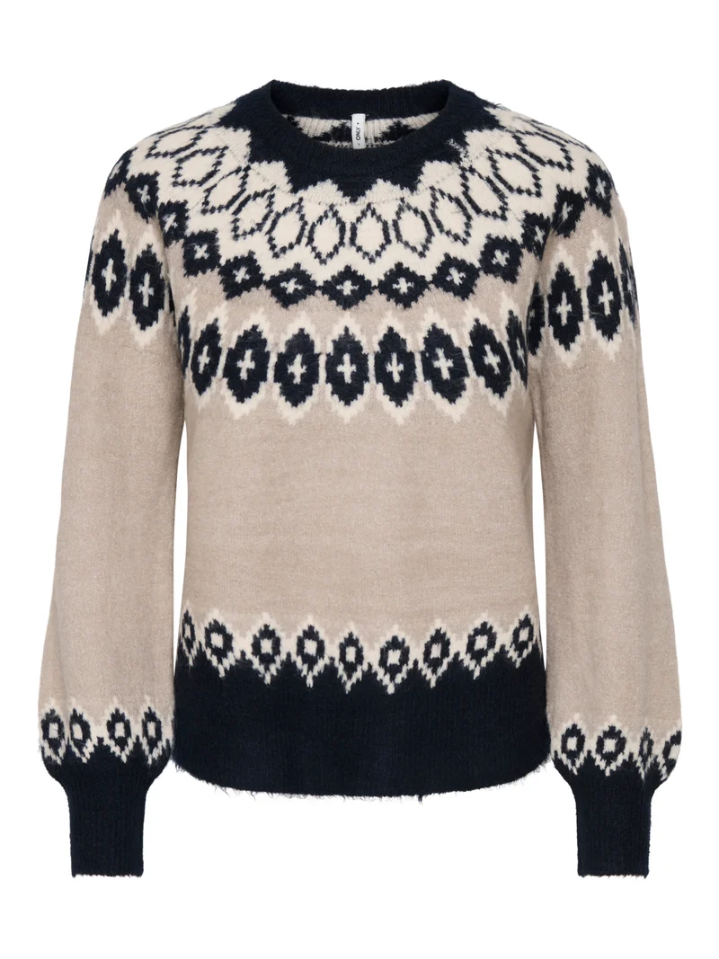 ONLRUSTY LS FAIR ISLE O-NECK BF KNT