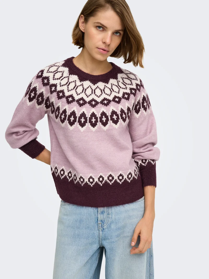 ONLRUSTY LS FAIR ISLE O-NECK BF KNT