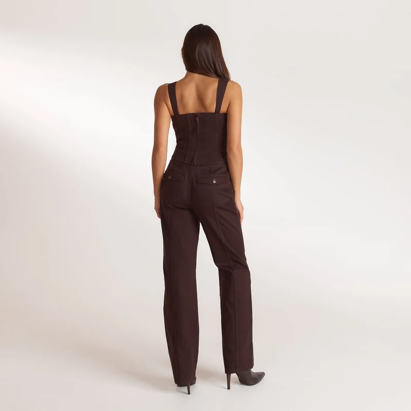 Denim Corset Top - Chocolate