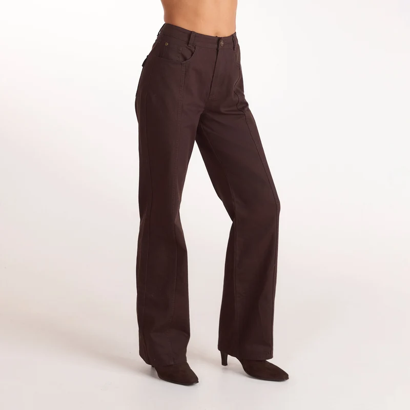 Denim Straight-Leg Jeans - Chocolate