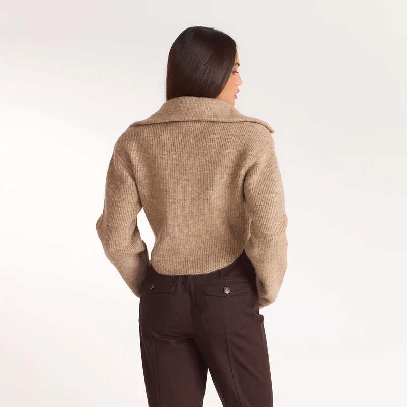 Structured Knitted Cardigan - Biscuit