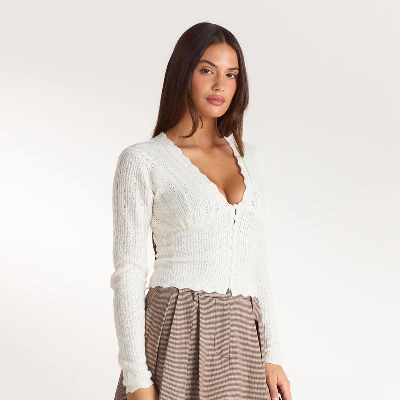 Fine Knit Cardigan - Cream