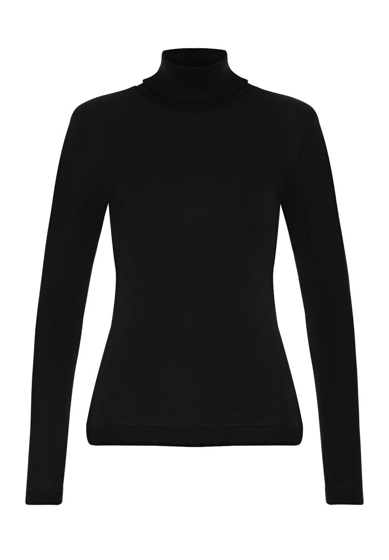 Silk/Cashmere Turtle-Neck Shirt | black 071659-070019