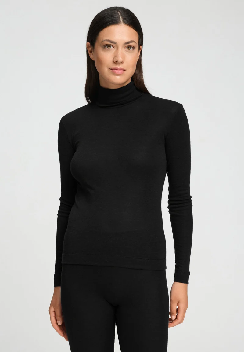 Silk/Cashmere Turtle-Neck Shirt | black 071659-070019