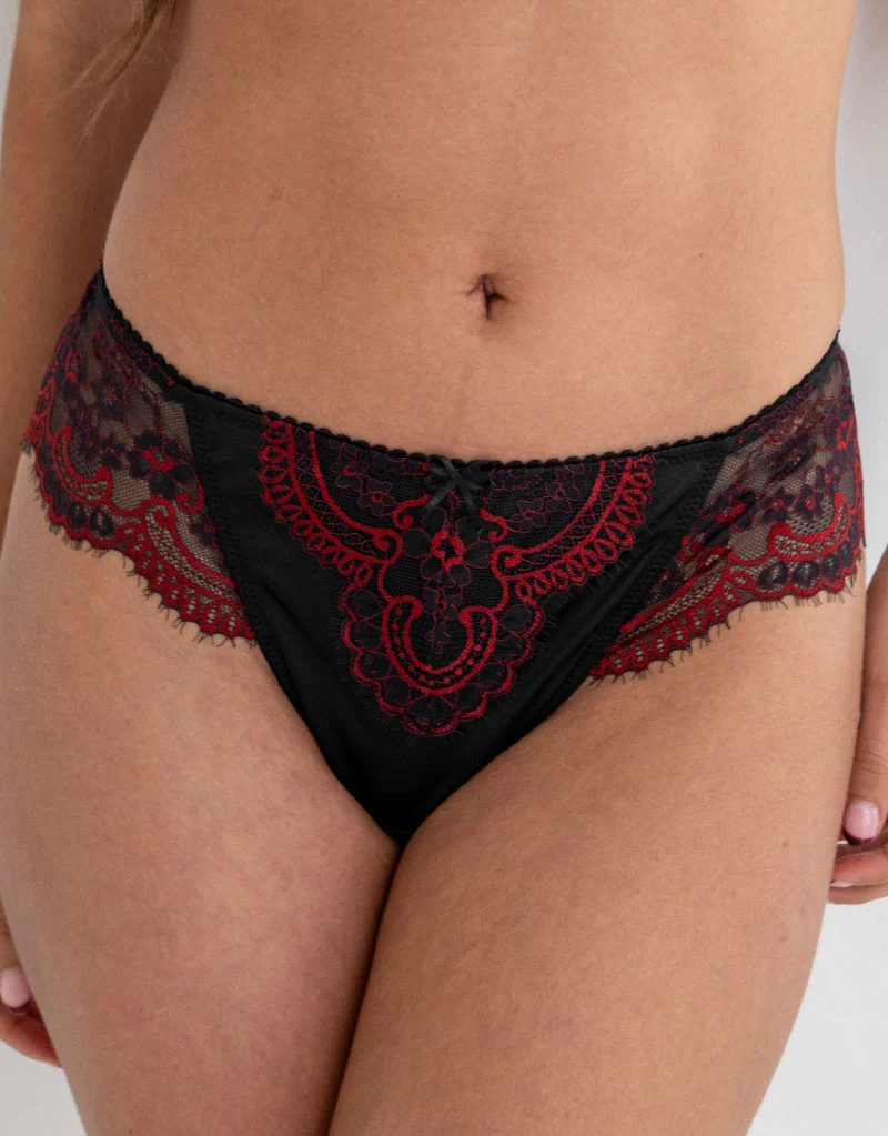 Pour Moi Hollywood Deep Thong Black/Red