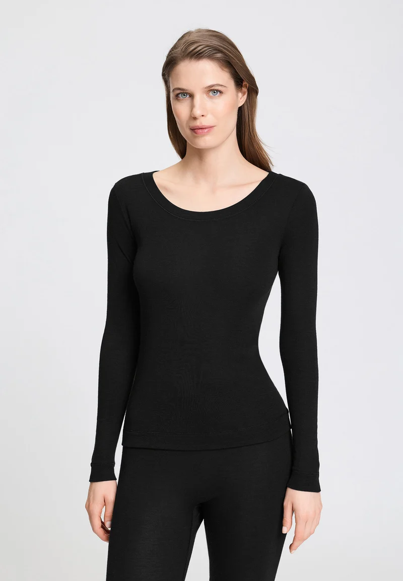 Silk/Cashmere L/SLV Shirt | black 071655-070019