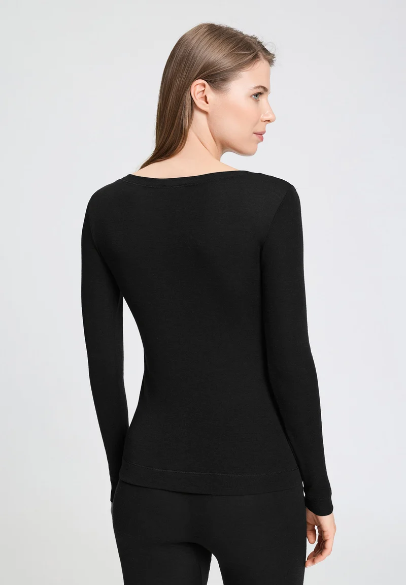 Silk/Cashmere L/SLV Shirt | black 071655-070019