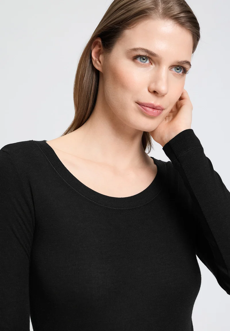 Silk/Cashmere L/SLV Shirt | black 071655-070019