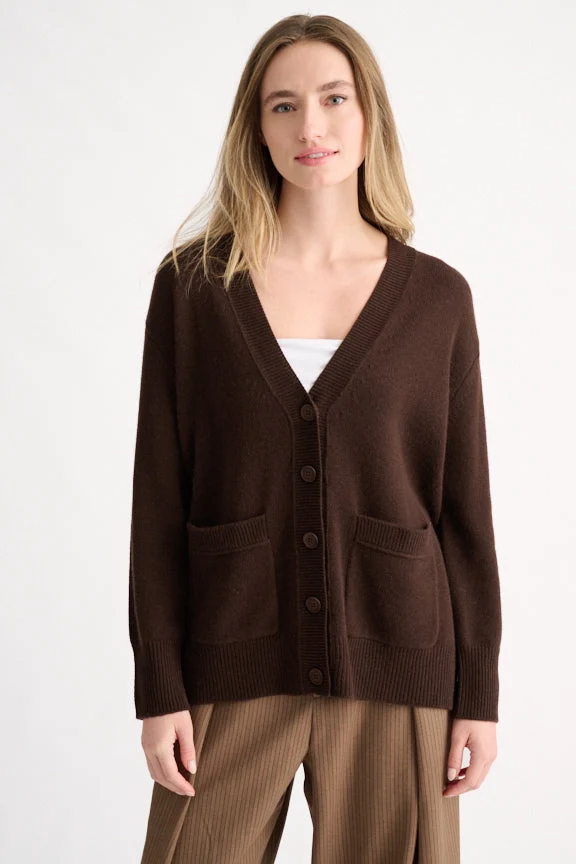 Easy Vee Cardi Chocolate