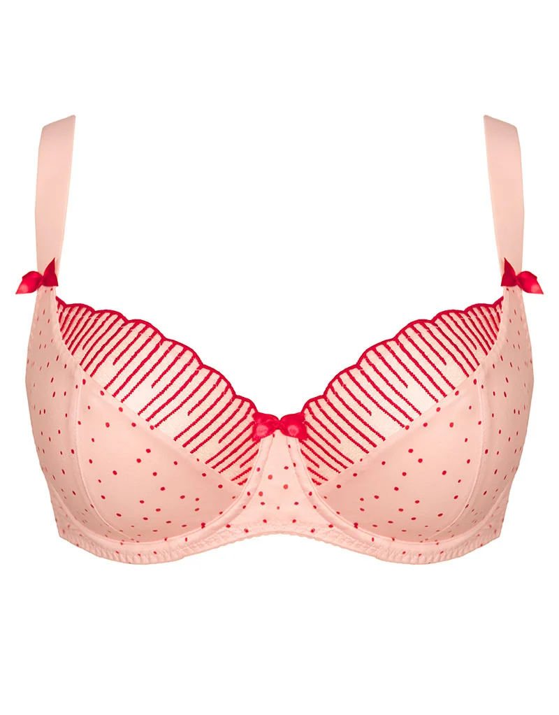 Flirtelle Riley Balcony Bra Pink Polka Dot Print