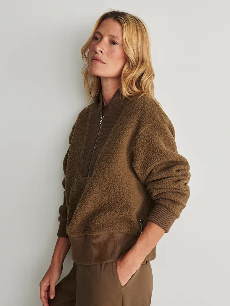 Mumford Half Zip Fleece Teak