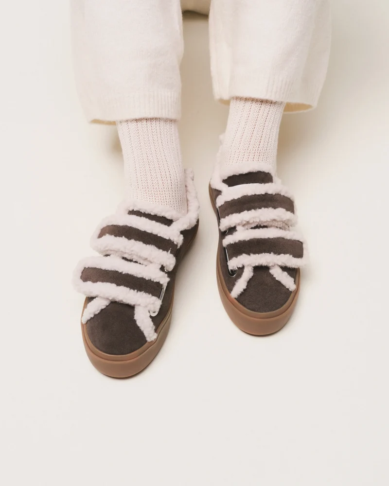 Shearling Low Velcro Dark Brown