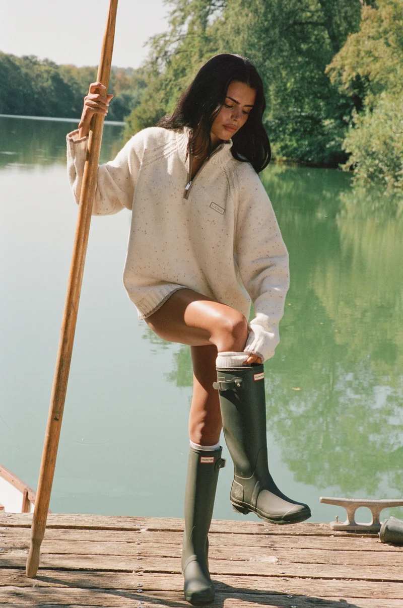 Knitted Wool Quarter-Zip Jumper - Cream