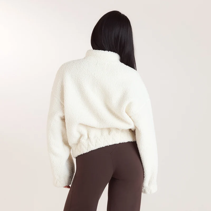 Funnel-Neck Borg Fleece - Cream