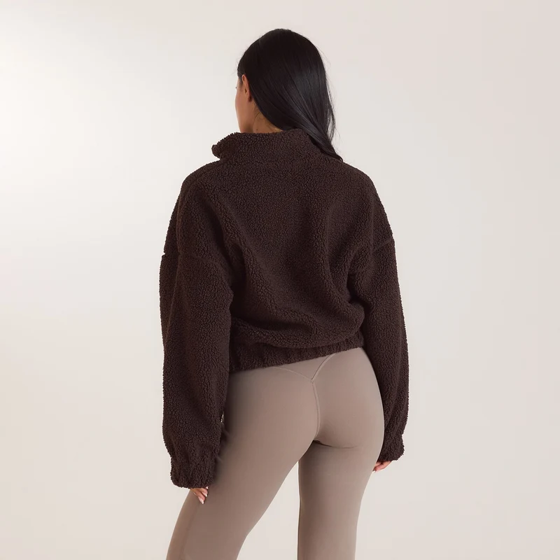 Funnel-Neck Borg Fleece - Dark Chocolate