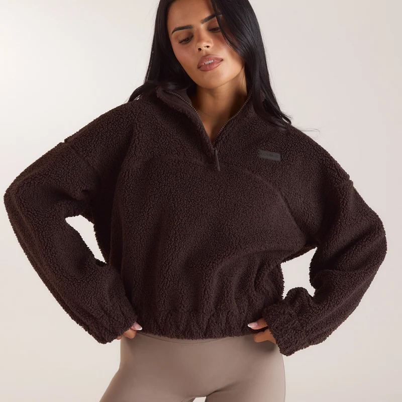 Funnel-Neck Borg Fleece - Dark Chocolate