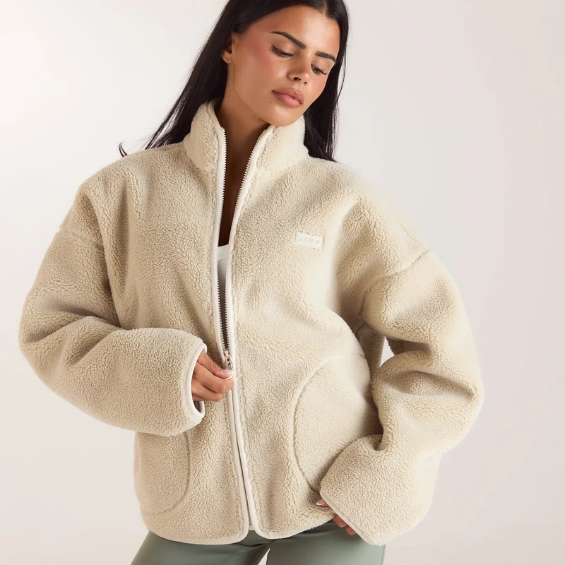 Zip-Up Borg Jacket - Cream