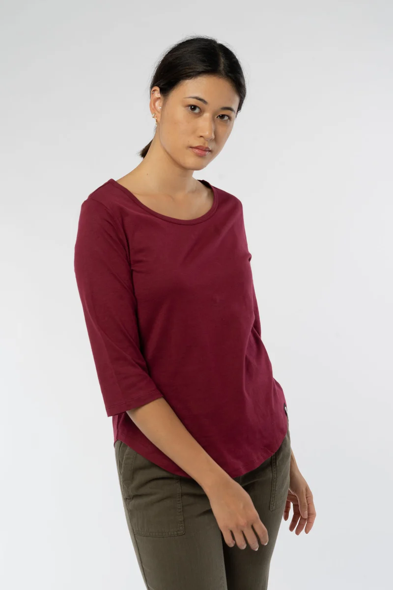 Ladies Three Quarter Sleeve T-Shirt aus Bio Baumwolle
