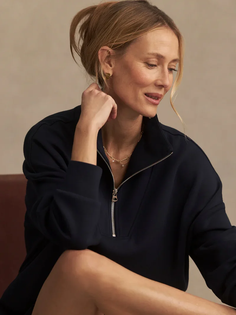 Hawley Half Zip Sweat Navy