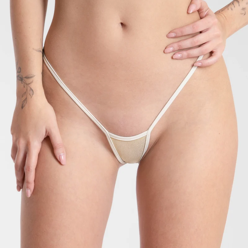 Shimmering Gold in Champagne - Bikini Micro T-String