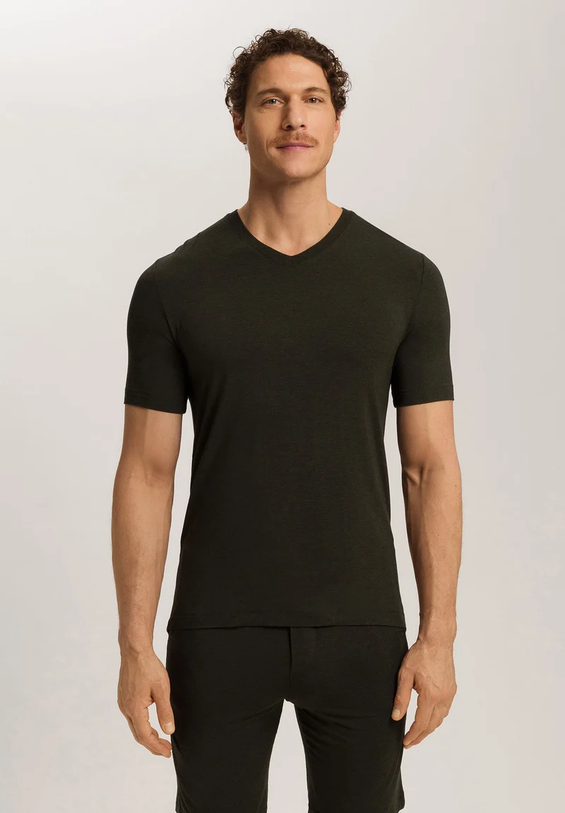 Casuals S/SLV Shirt V-Neck | earthy ink melange 075035-073044