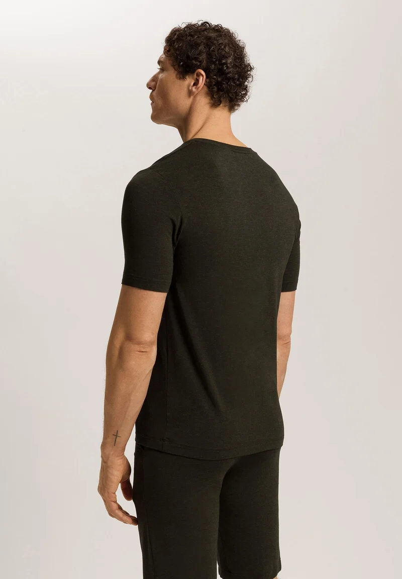 Casuals S/SLV Shirt V-Neck | earthy ink melange 075035-073044