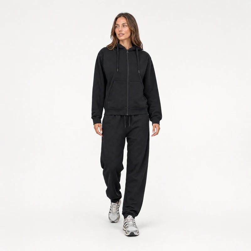 Jogginghose mit weitem Bein Damen | Schwarz