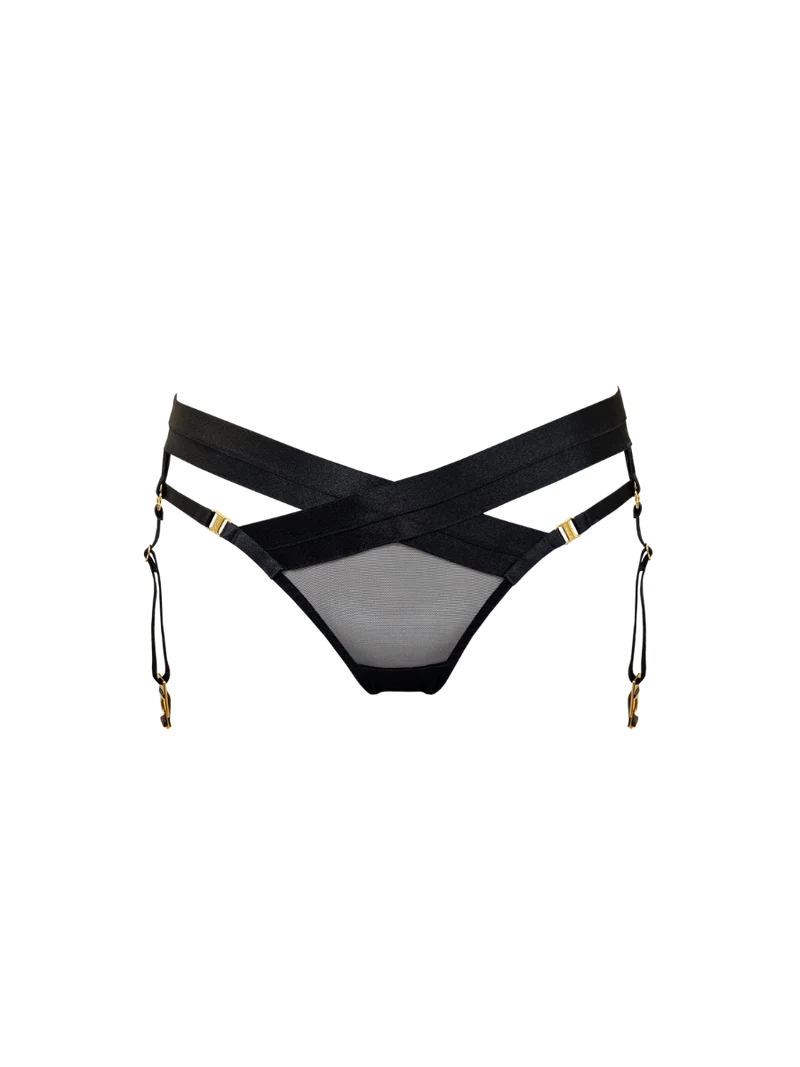 Bordelle Signature Panelled Suspender Brief in Black