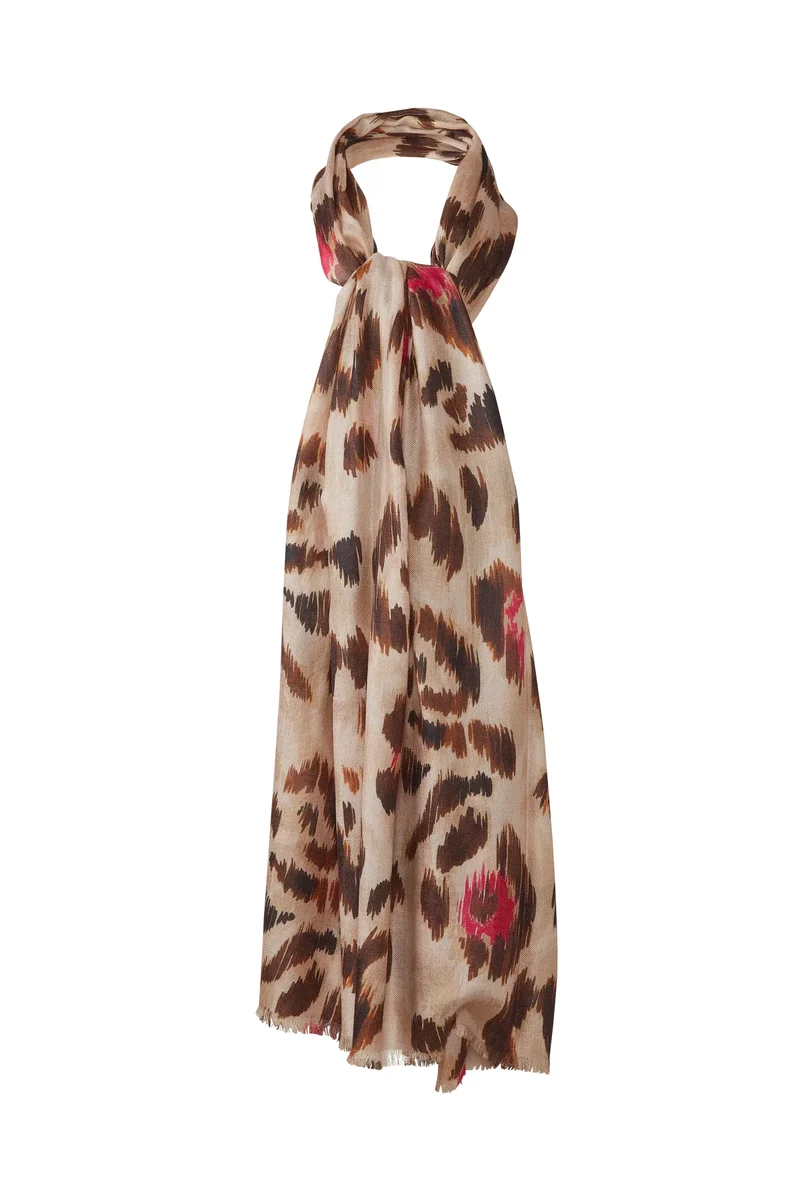 Painted Leopard Print Scarf Sandstone