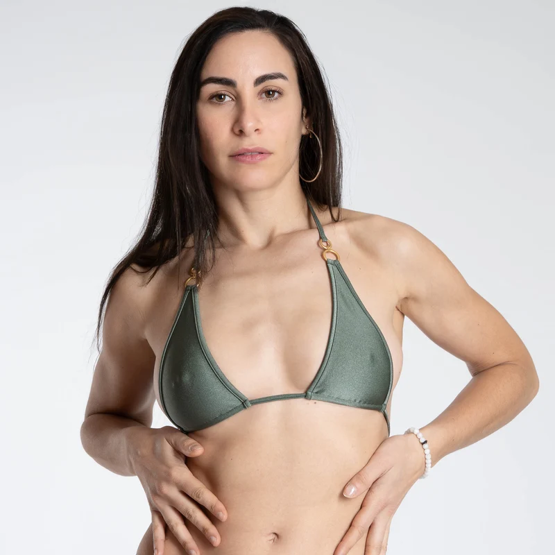 Olive Green Glamour - Micro Bikini Triangel Oberteil - grün