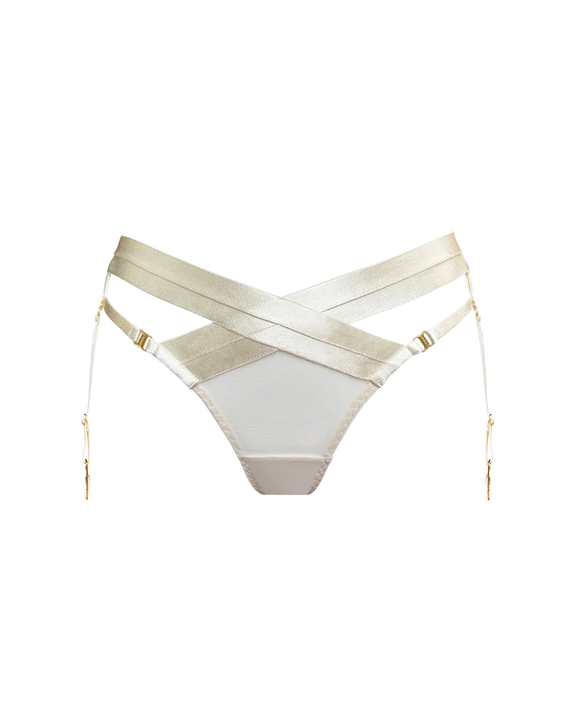 Bordelle Signature Panelled Suspender Brief in Ivory