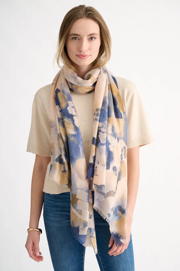 Abstract Print Scarf Navy Multi