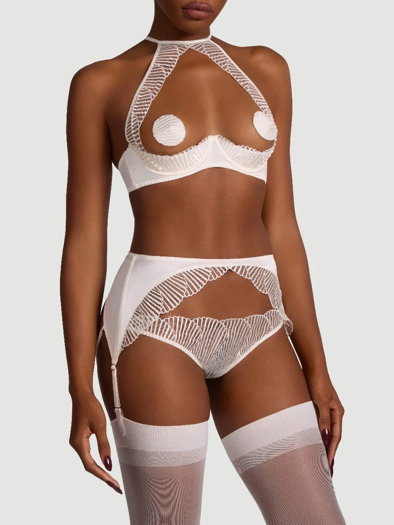 Coco de Mer Athena in Ivory Open Suspender Knicker